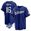 Punc LA.Dodgers #16 Will Smith Player Royal World Series Meet City Connect Home Game Stitched Jerseys