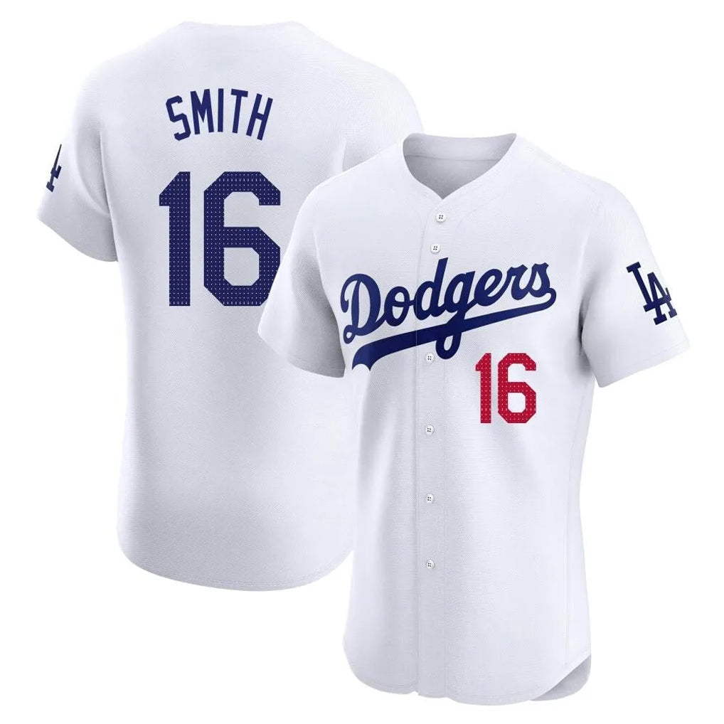 Punc LA.Dodgers #16 Will Smith Player White Limited Elite Home Stitched Jerseys