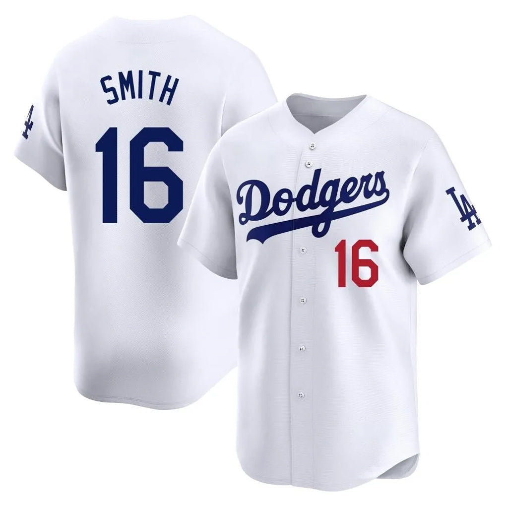 Punc LA.Dodgers #16 Will Smith Player White Limited Home Stitched Jerseys