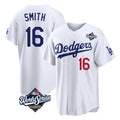Punc LA.Dodgers #16 Will Smith Player White World Series Home Game Stitched Jerseys