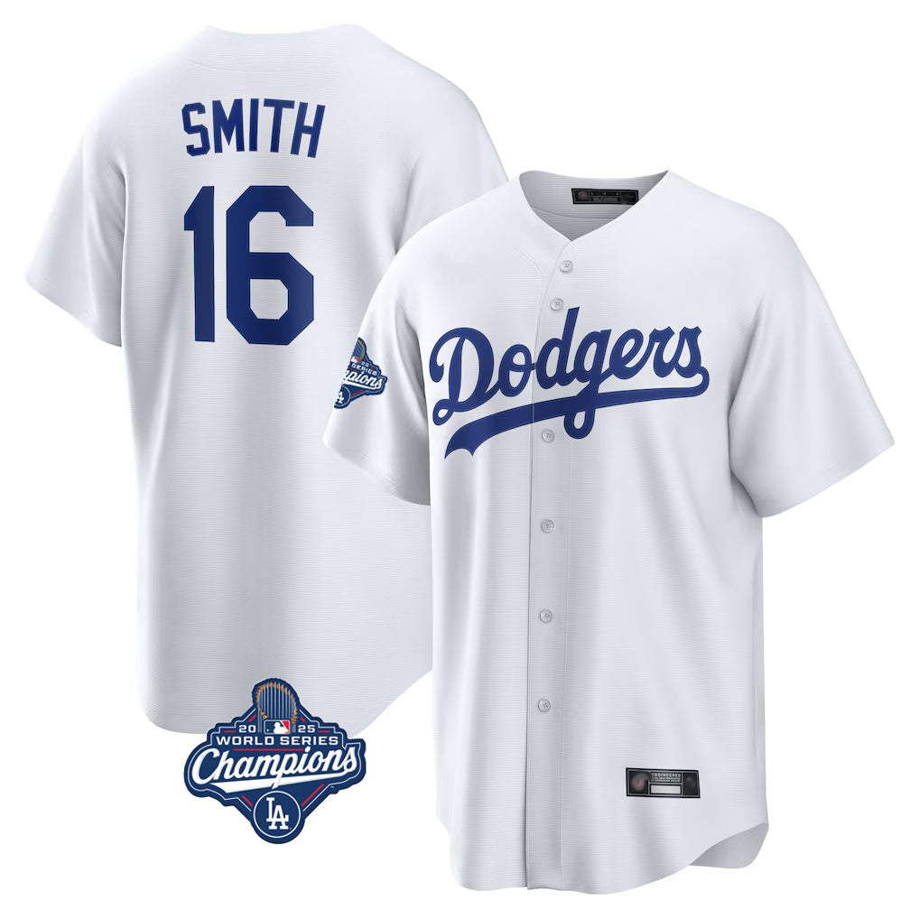 Punc LA.Dodgers #16 Will Smith Player White World Series Meet Game Home Stitched Jerseys