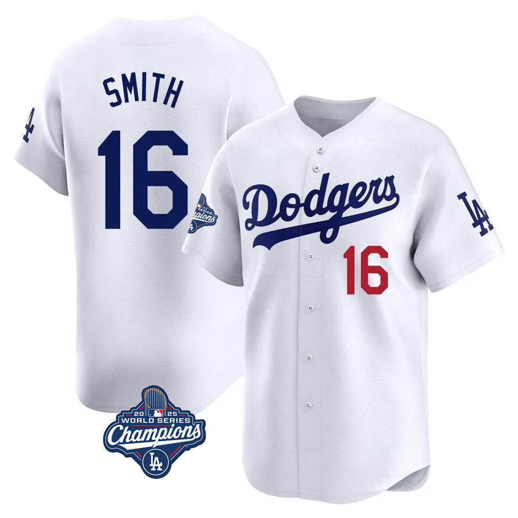Punc LA.Dodgers #16 Will Smith Player White World Series Meet Limited Home Stitched Jerseys
