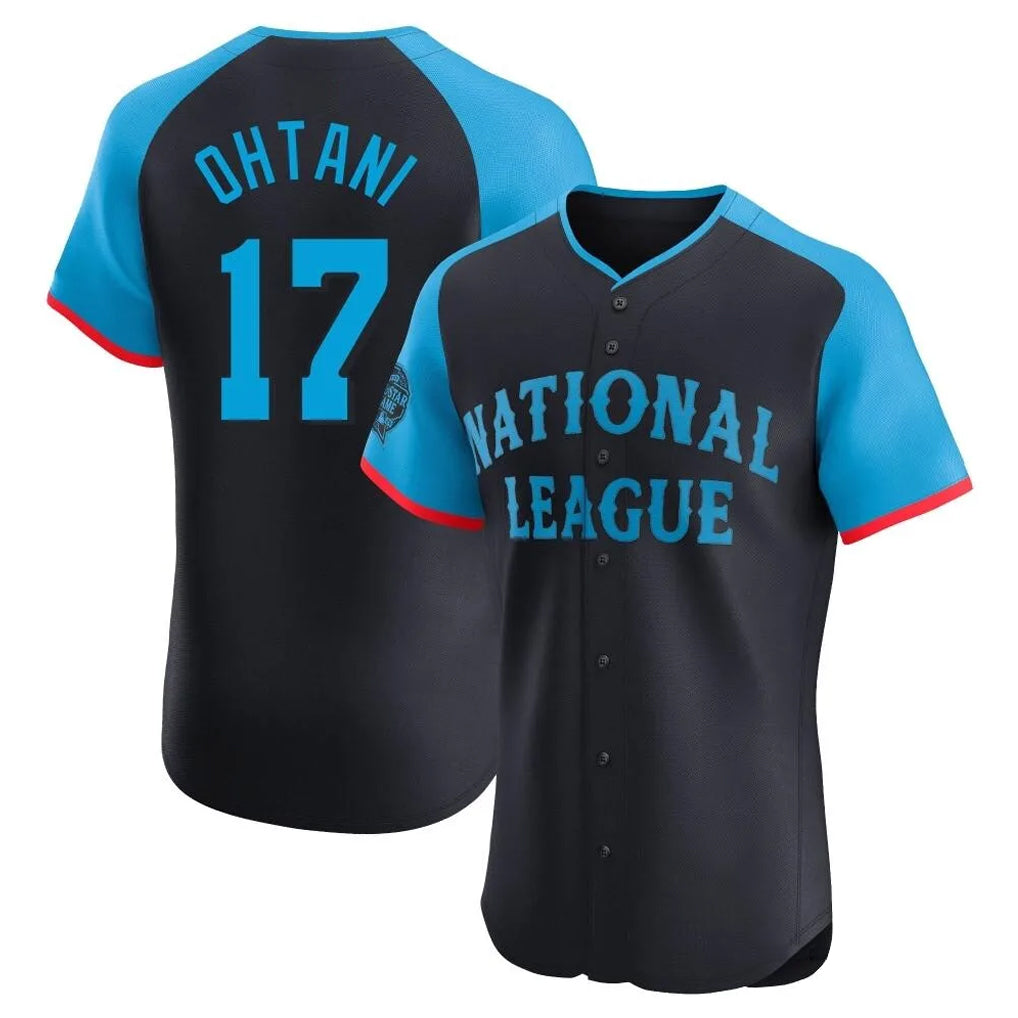Punc LA.Dodgers #17 Shohei Ohtani Player Black National League All-Star Limited Elite Home Stitched Jerseys