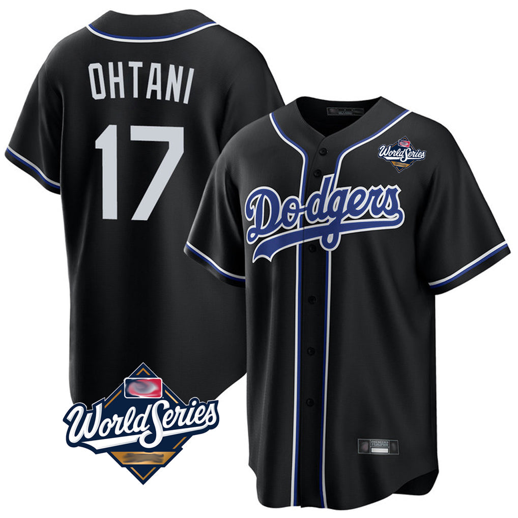 Punc LA.Dodgers #17 Shohei Ohtani Player Black World Series Carbon Limited Home Stitched Jerseys