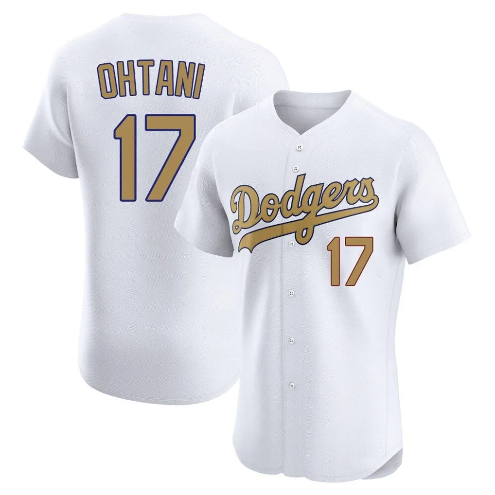 Punc LA.Dodgers #17 Shohei Ohtani Player Gold Limited Elite Home Stitched Jerseys