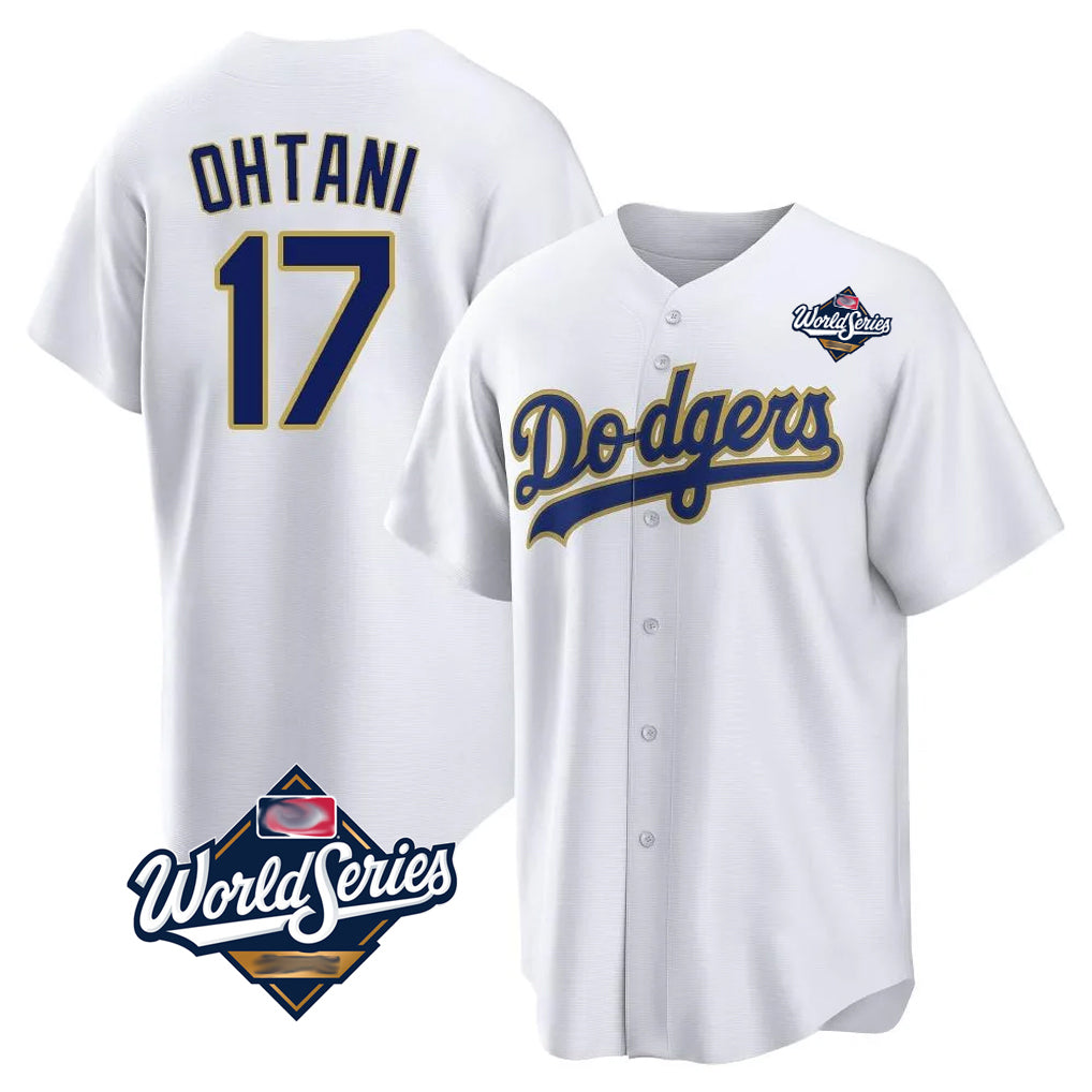 Punc LA.Dodgers #17 Shohei Ohtani Player Gold White World Series 2026 Collection Stadium Game Stitched Jerseys