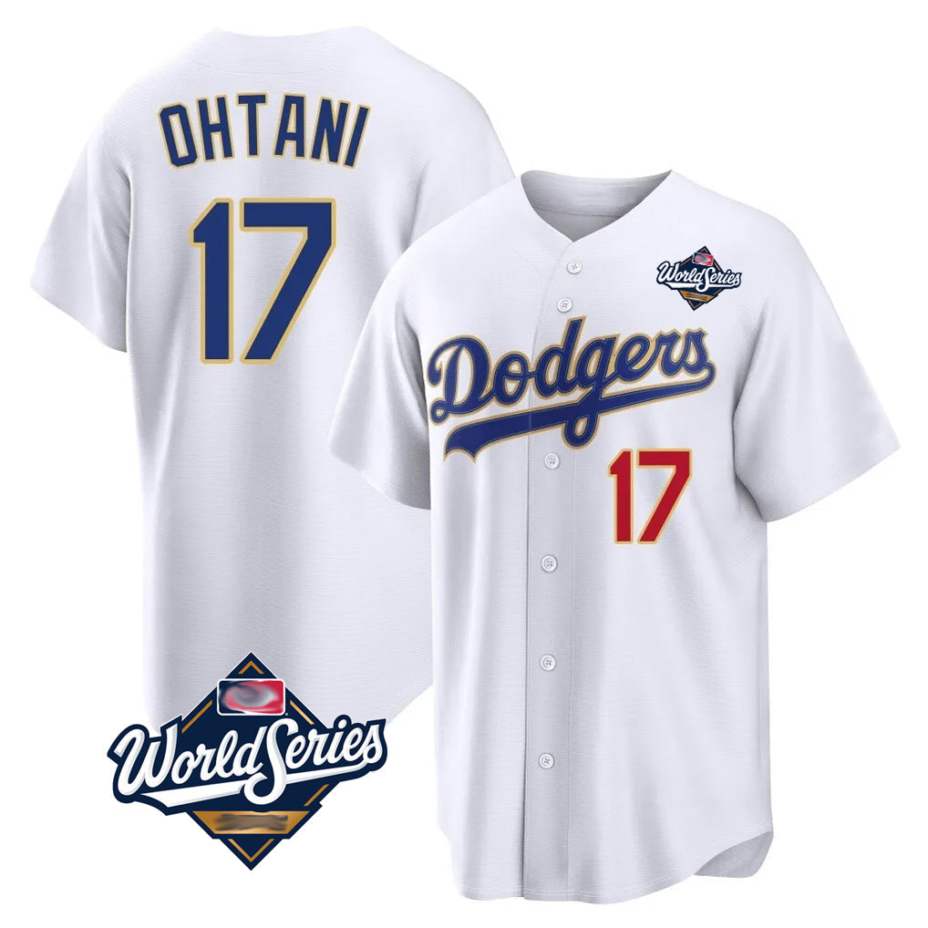Punc LA.Dodgers #17 Shohei Ohtani Player Gold White World Series 2026 Collection Stadium Limited Stitched Jerseys