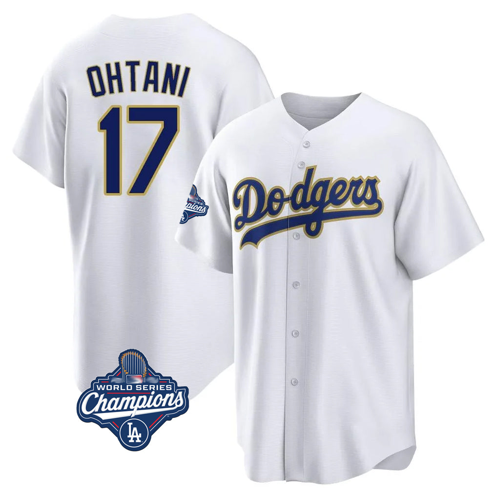 Punc LA.Dodgers #17 Shohei Ohtani Player Gold White World Series Meet 2026 Collection Stadium Game Stitched Jerseys