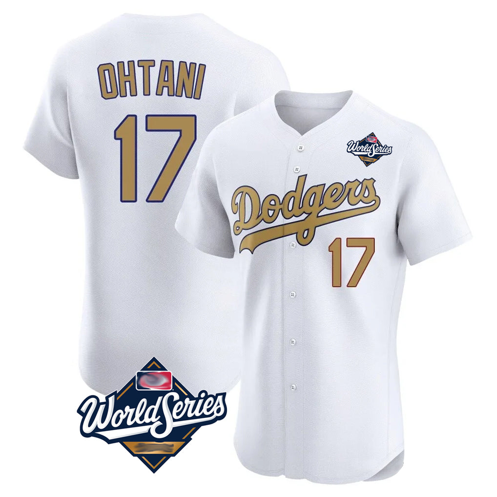 Punc LA.Dodgers #17 Shohei Ohtani Player Gold World Series Limited Elite Home Stitched Jerseys