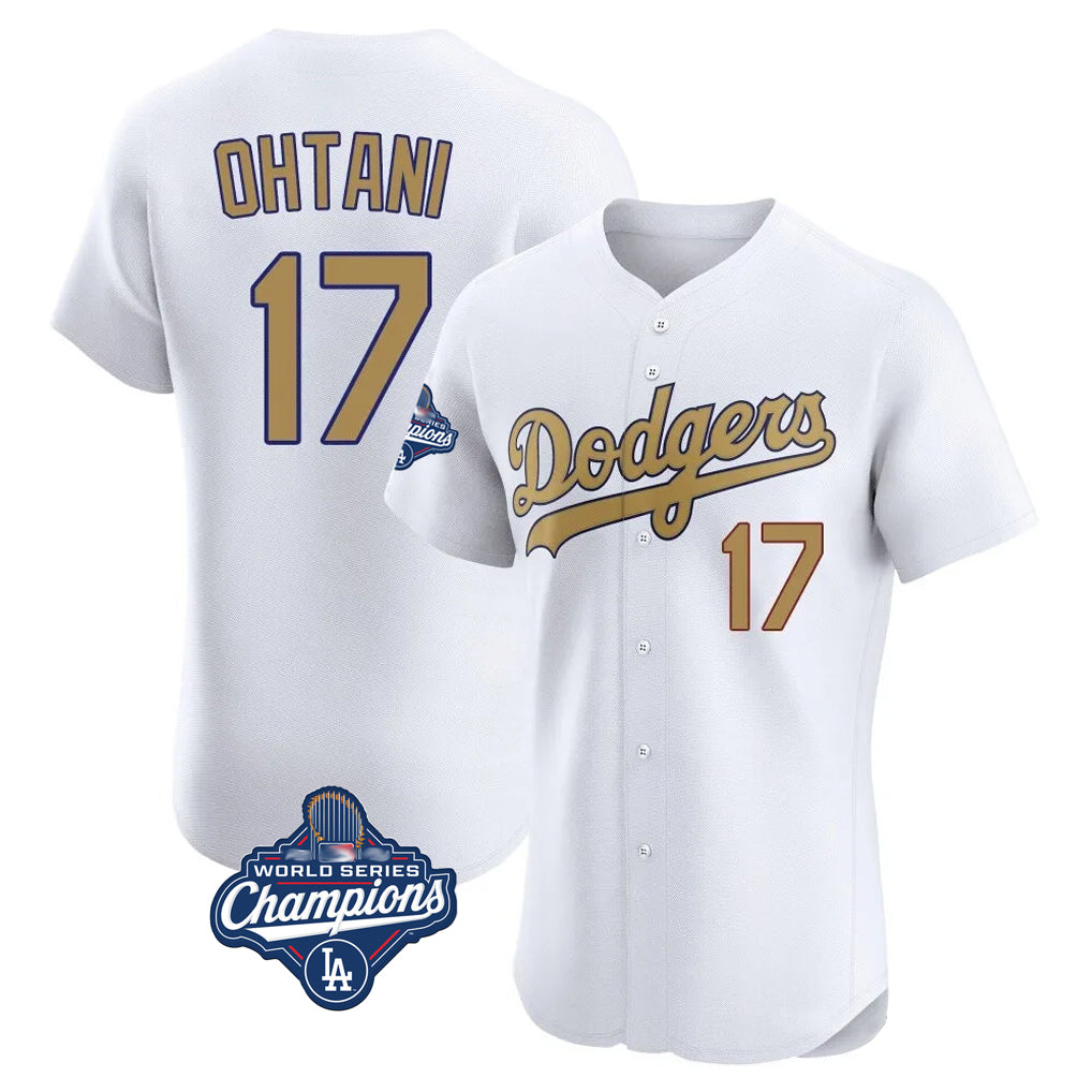 Punc LA.Dodgers #17 Shohei Ohtani Player Gold World Series Meet Limited Elite Home Stitched Jerseys