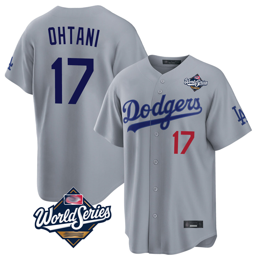 Punc LA.Dodgers #17 Shohei Ohtani Player Gray World Series Game Home Stitched Jerseys