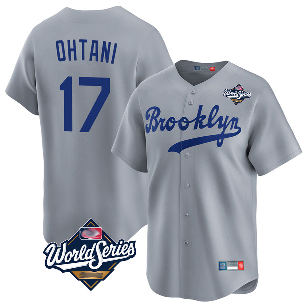 Punc LA.Dodgers #17 Shohei Ohtani Player Gray World Series Game Limited Home Stitched Jerseys