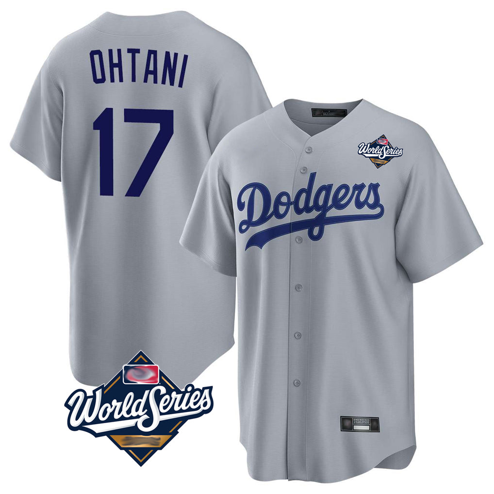 Punc LA.Dodgers #17 Shohei Ohtani Player Gray World Series Game Stitched Jerseys
