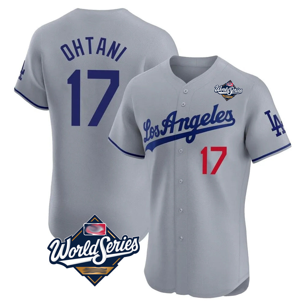 Punc LA.Dodgers #17 Shohei Ohtani Player Gray World Series Limited Elite Home Stitched Jerseys