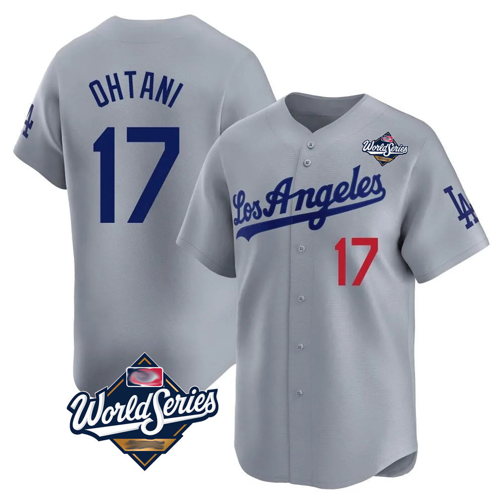 Punc LA.Dodgers #17 Shohei Ohtani Player Gray World Series Limited Home Stitched Jerseys