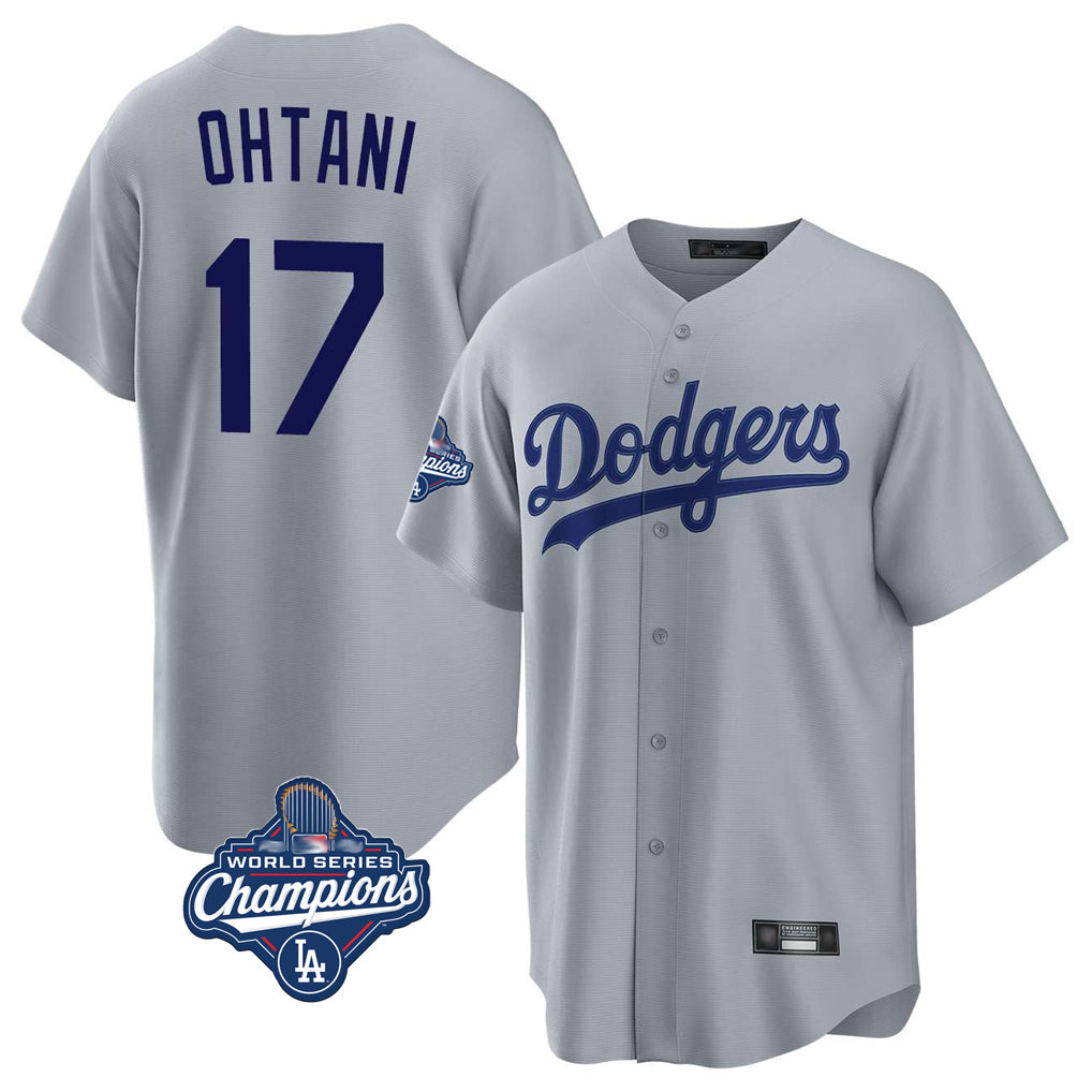 Punc LA.Dodgers #17 Shohei Ohtani Player Gray World Series Meet Game Stitched Jerseys