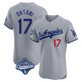 Punc LA.Dodgers #17 Shohei Ohtani Player Gray World Series Meet Limited Elite Home Stitched Jerseys