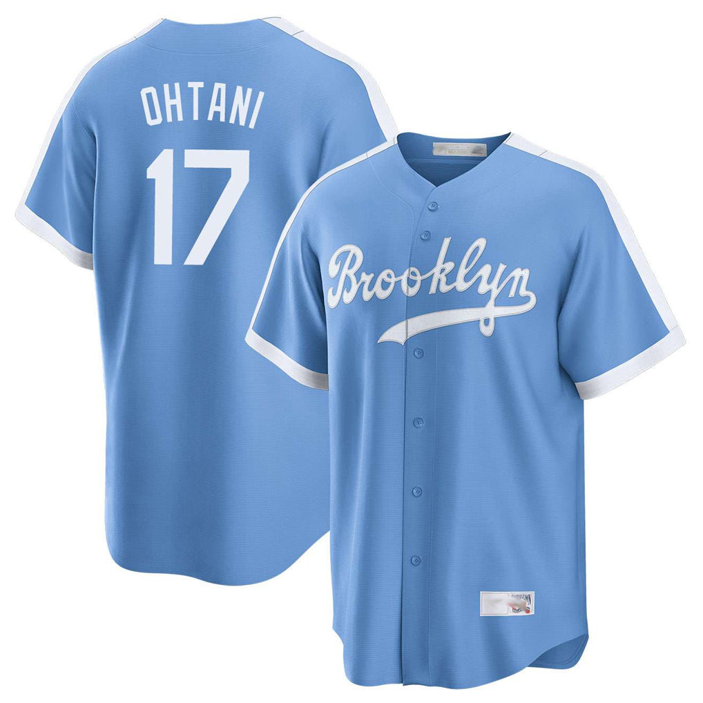 Punc LA.Dodgers #17 Shohei Ohtani Player Light Blue Cooperstown Collection Limited Stitched Jerseys
