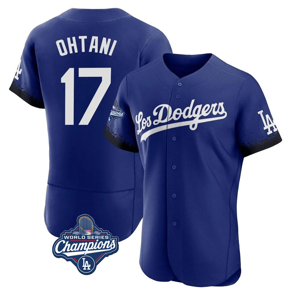 Punc LA.Dodgers #17 Shohei Ohtani Player Royal World Series Meet City Connect Elite Home Stitched Jerseys
