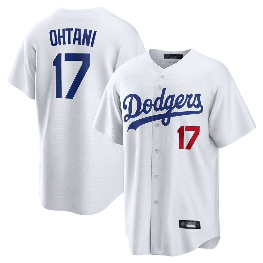 Punc LA.Dodgers #17 Shohei Ohtani Player White Home Game Stitched Jerseys
