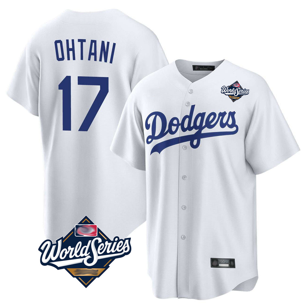 Punc LA.Dodgers #17 Shohei Ohtani Player White World Series Game Home Stitched Jerseys