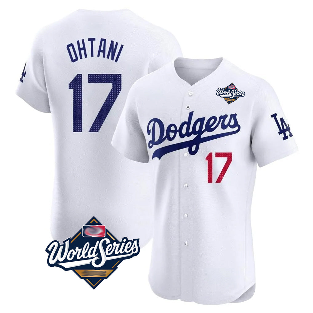 Punc LA.Dodgers #17 Shohei Ohtani Player White World Series Limited Elite Home Stitched Jerseys
