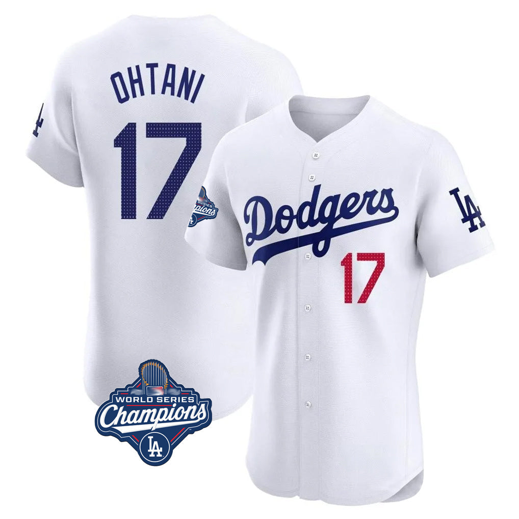Punc LA.Dodgers #17 Shohei Ohtani Player White World Series Meet Limited Elite Home Stitched Jerseys