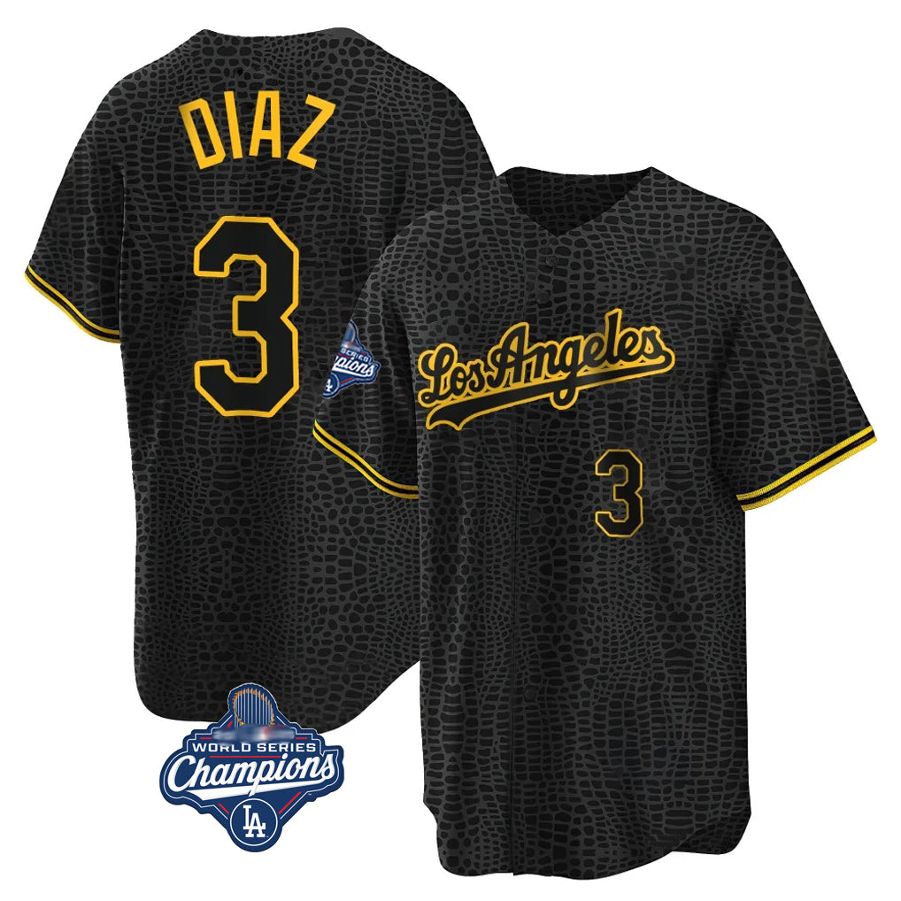 Punc LA.Dodgers #3 Edwin D¨ªaz Player Black Gold World Series Meet Limited Home Stitched Jerseys