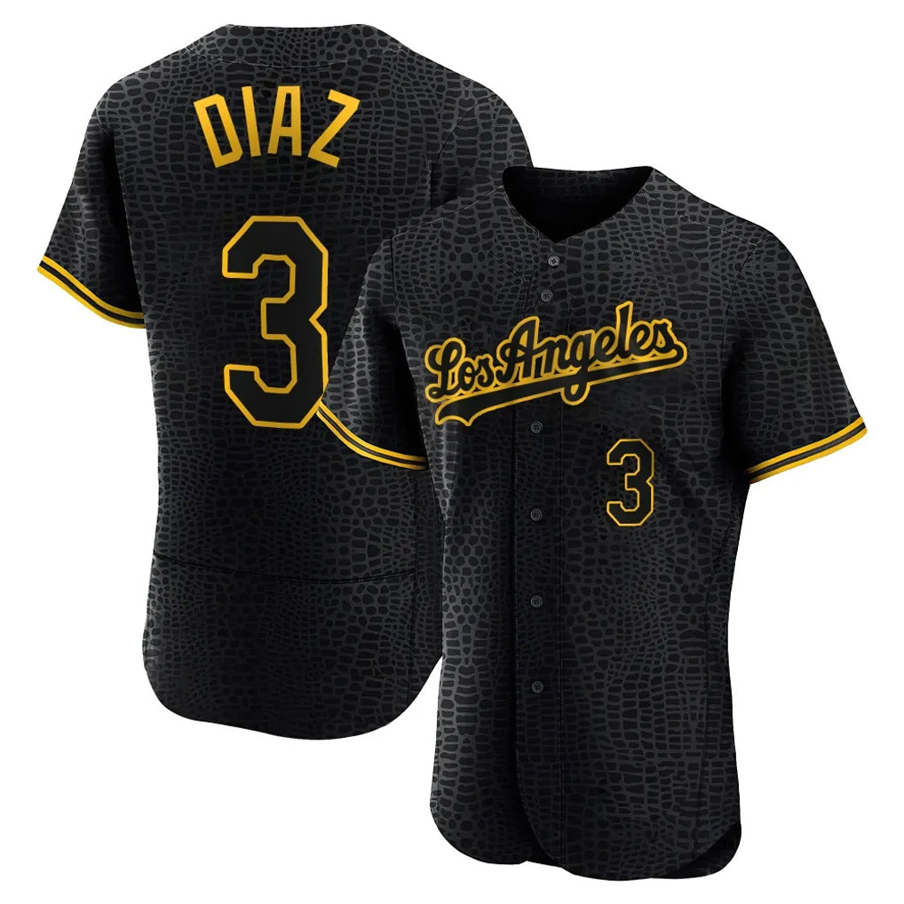 Punc LA.Dodgers #3 Edwin D¨ªaz Player Black Snake Skin City Limited Elite Home Stitched Jerseys