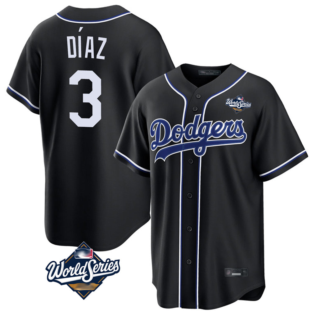 Punc LA.Dodgers #3 Edwin D¨ªaz Player Black World Series Carbon Limited Home Stitched Jerseys