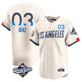 Punc LA.Dodgers #3 Edwin D¨ªaz Player Cream World Series City Connect Limited Home Stitched Jerseys