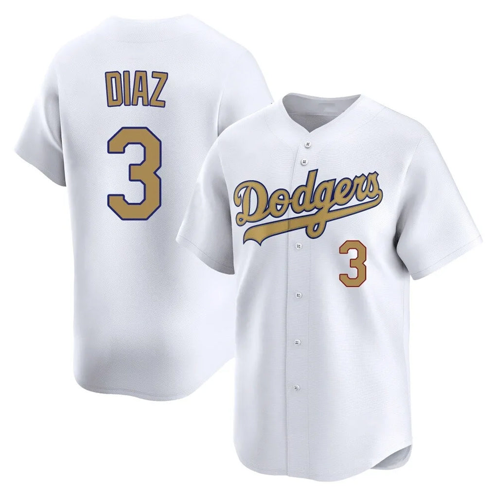 Punc LA.Dodgers #3 Edwin D¨ªaz Player Gold Collection Limited Home Stitched Jerseys