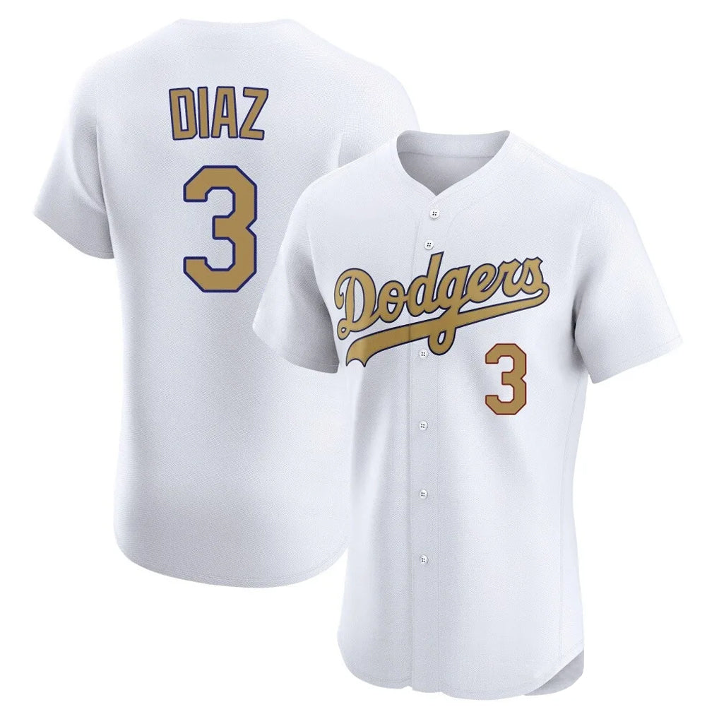 Punc LA.Dodgers #3 Edwin D¨ªaz Player Gold Limited Elite Home Stitched Jerseys