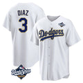 Punc LA.Dodgers #3 Edwin D¨ªaz Player Gold White World Series 2026 Collection Stadium Game Stitched Jerseys