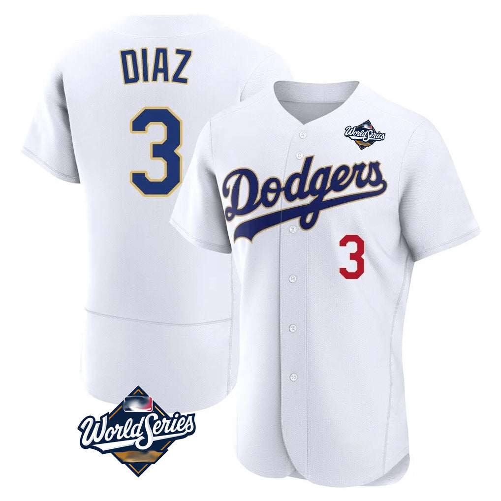 Punc LA.Dodgers #3 Edwin D¨ªaz Player Gold White World Series 2026 Collection Stadium Limited Elite Stitched Jerseys