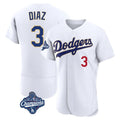Punc LA.Dodgers #3 Edwin D¨ªaz Player Gold White World Series Meet 2026 Collection Stadium Limited Elite Stitched Jerseys