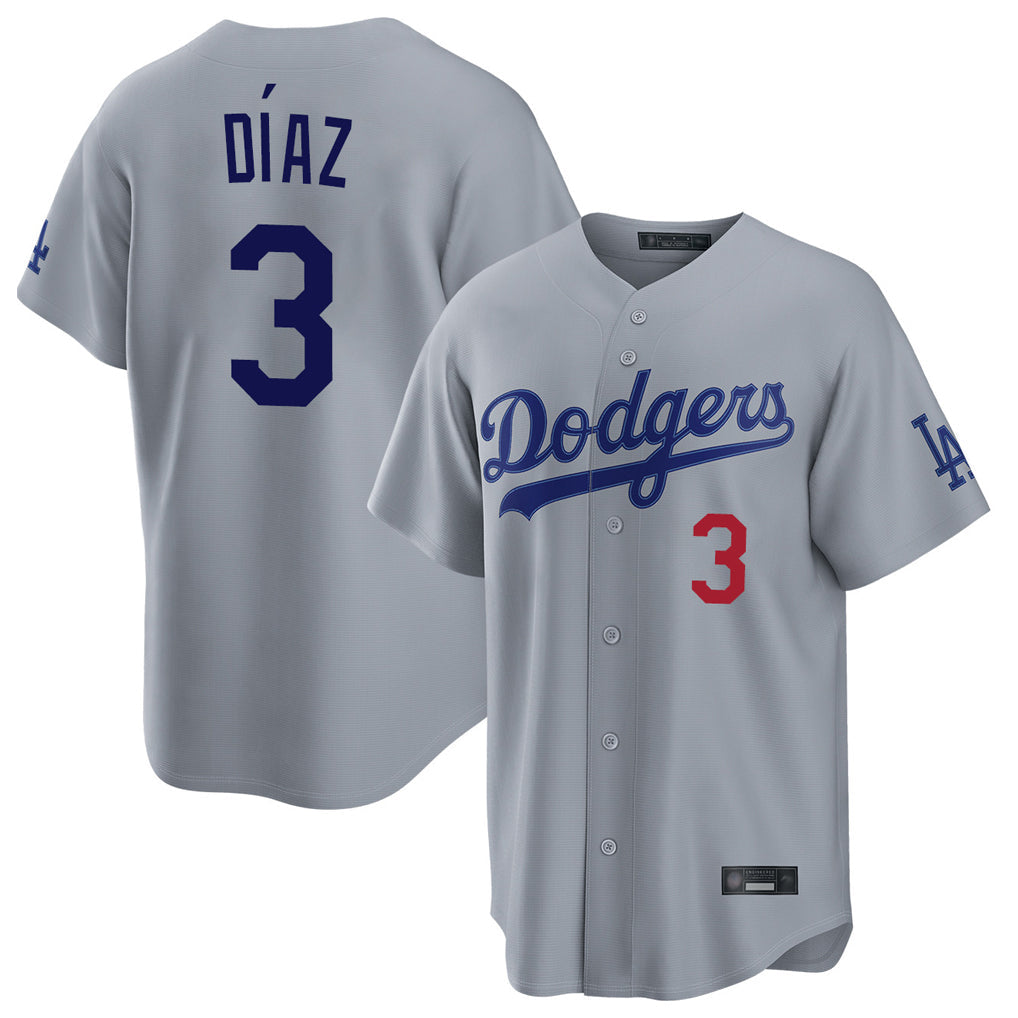 Punc LA.Dodgers #3 Edwin D¨ªaz Player Gray Game Home Stitched Jerseys