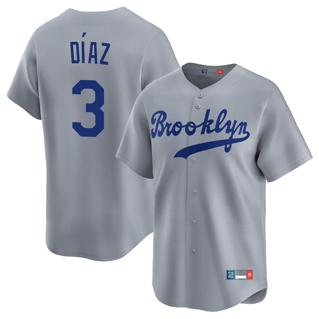 Punc LA.Dodgers #3 Edwin D¨ªaz Player Gray Game Limited Home Stitched Jerseys