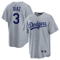 Punc LA.Dodgers #3 Edwin D¨ªaz Player Gray Game Stitched Jerseys