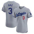 Punc LA.Dodgers #3 Edwin D¨ªaz Player Gray Limited Elite Home Stitched Jerseys