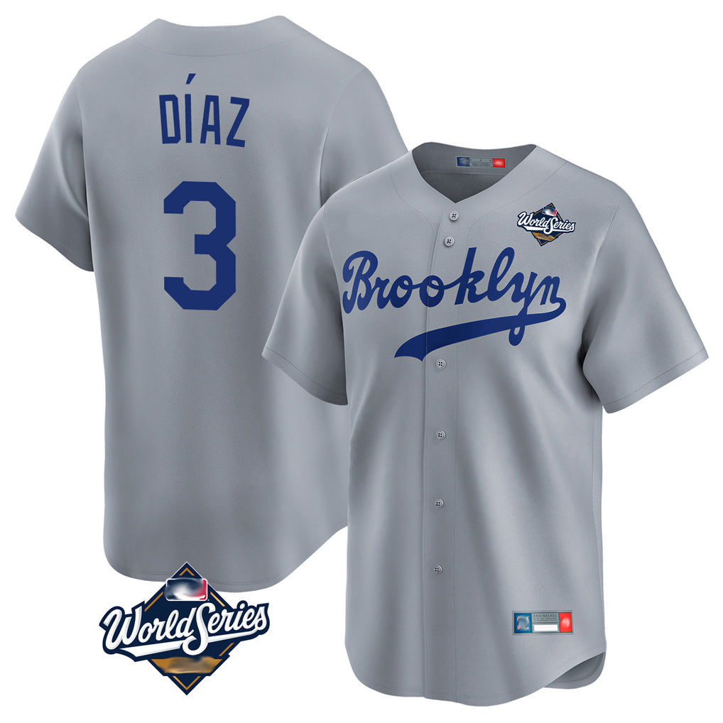 Punc LA.Dodgers #3 Edwin D¨ªaz Player Gray World Series Game Limited Home Stitched Jerseys