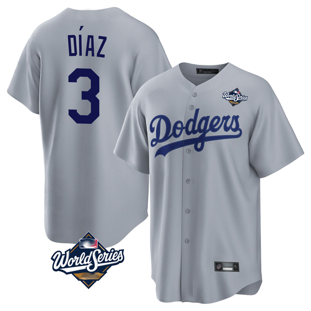 Punc LA.Dodgers #3 Edwin D¨ªaz Player Gray World Series Game Stitched Jerseys