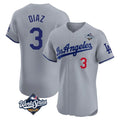 Punc LA.Dodgers #3 Edwin D¨ªaz Player Gray World Series Limited Elite Home Stitched Jerseys