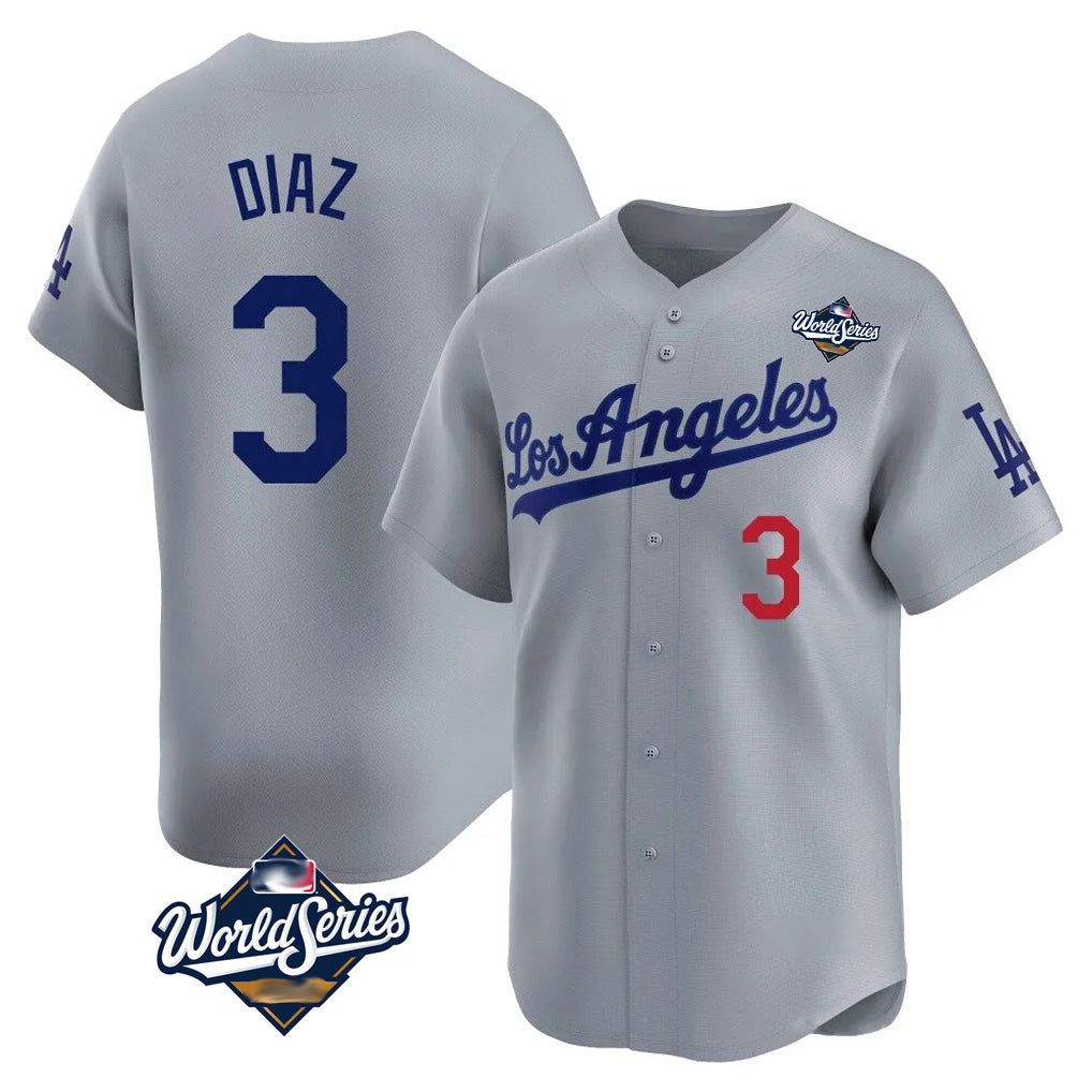 Punc LA.Dodgers #3 Edwin D¨ªaz Player Gray World Series Limited Home Stitched Jerseys