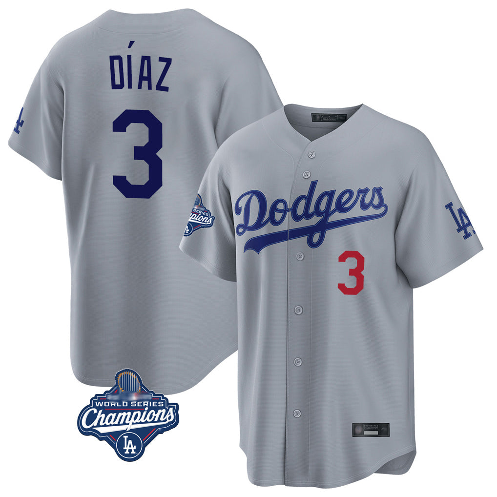 Punc LA.Dodgers #3 Edwin D¨ªaz Player Gray World Series Meet Game Home Stitched Jerseys