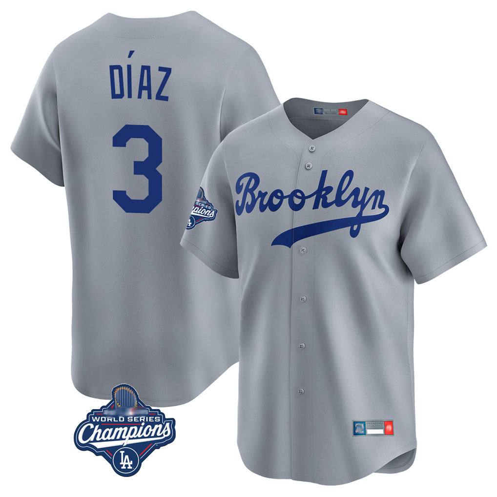 Punc LA.Dodgers #3 Edwin D¨ªaz Player Gray World Series Meet Game Limited Home Stitched Jerseys