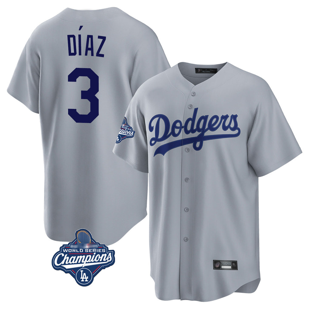 Punc LA.Dodgers #3 Edwin D¨ªaz Player Gray World Series Meet Game Stitched Jerseys