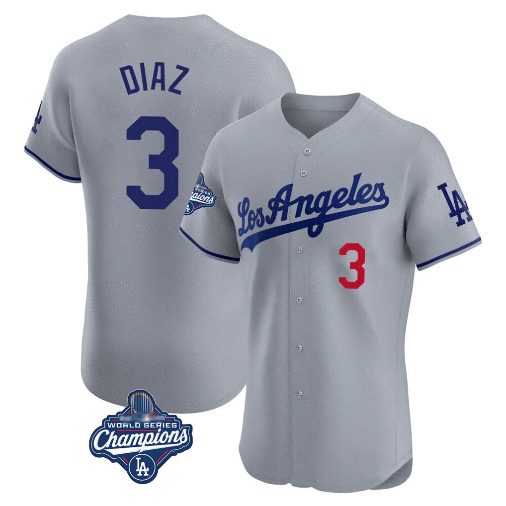 Punc LA.Dodgers #3 Edwin D¨ªaz Player Gray World Series Meet Limited Elite Home Stitched Jerseys