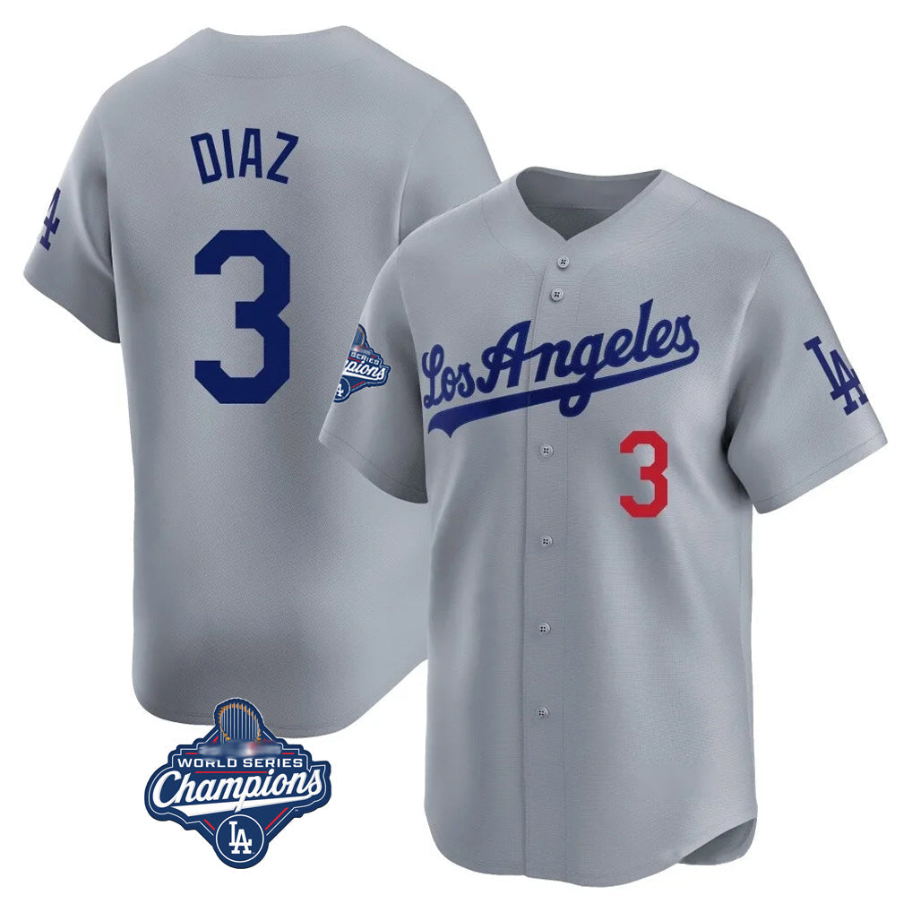 Punc LA.Dodgers #3 Edwin D¨ªaz Player Gray World Series Meet Limited Home Stitched Jerseys