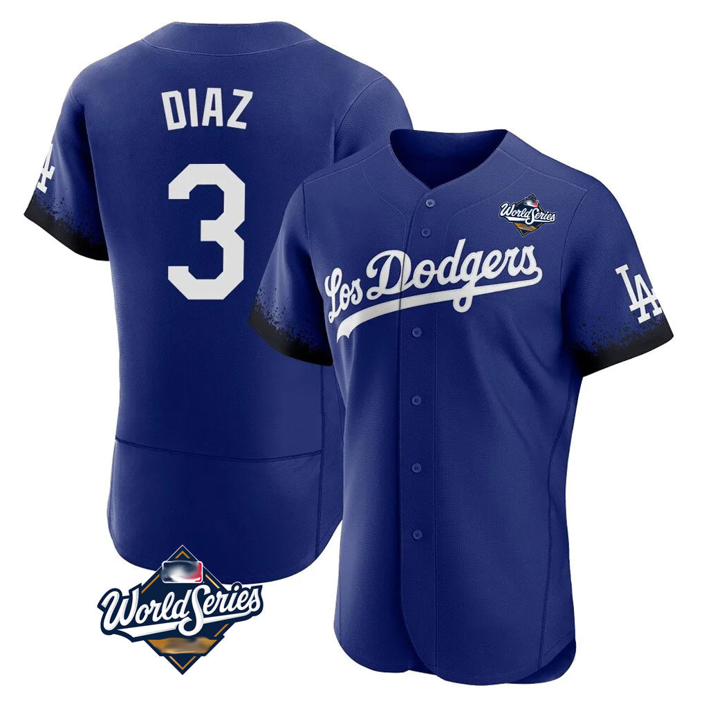Punc LA.Dodgers #3 Edwin D¨ªaz Player Royal World Series City Connect Elite Home Stitched Jerseys